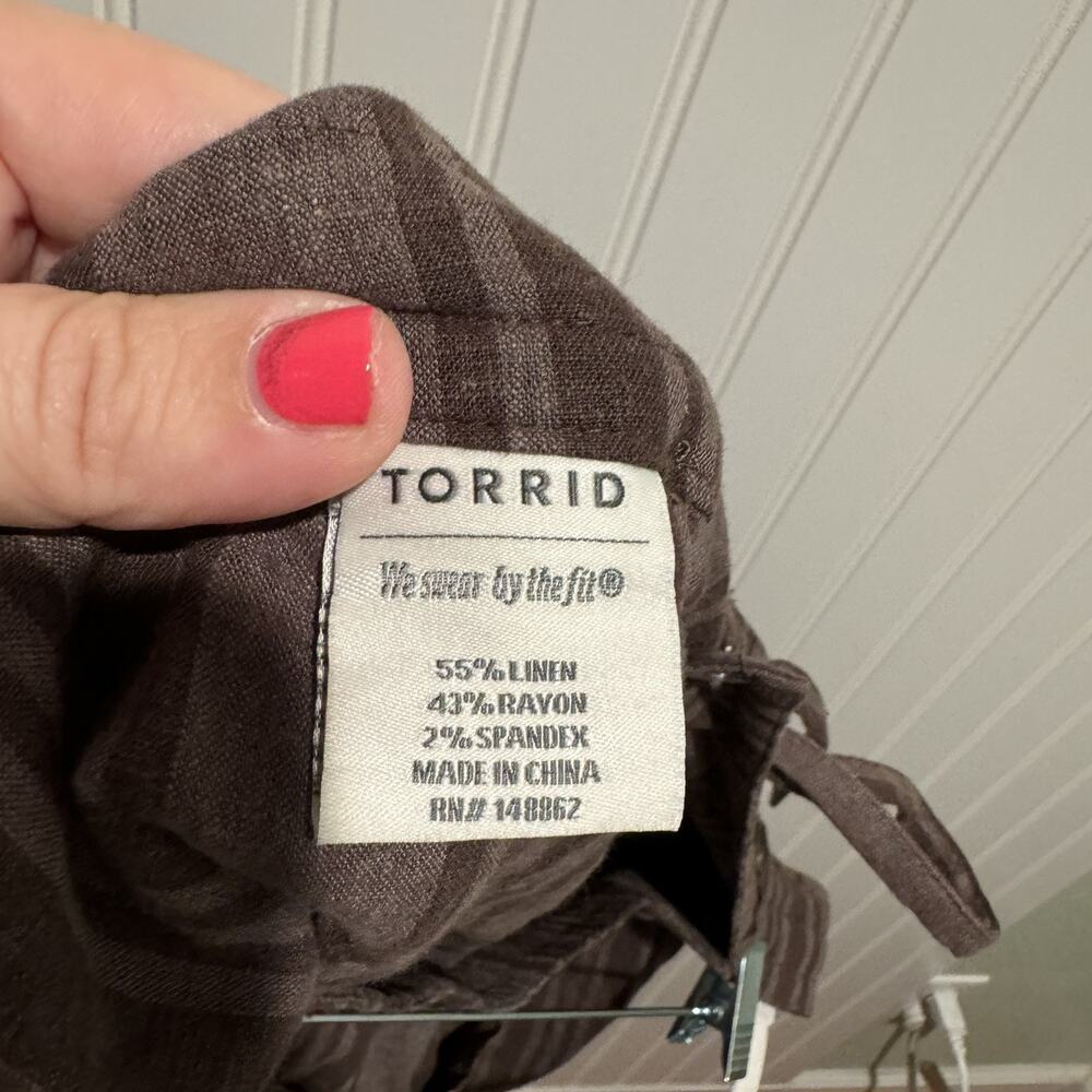 Torrid Brown Striped Linen Shorts Pull On NEW Plus Size 18 - Picture 8 of 8
